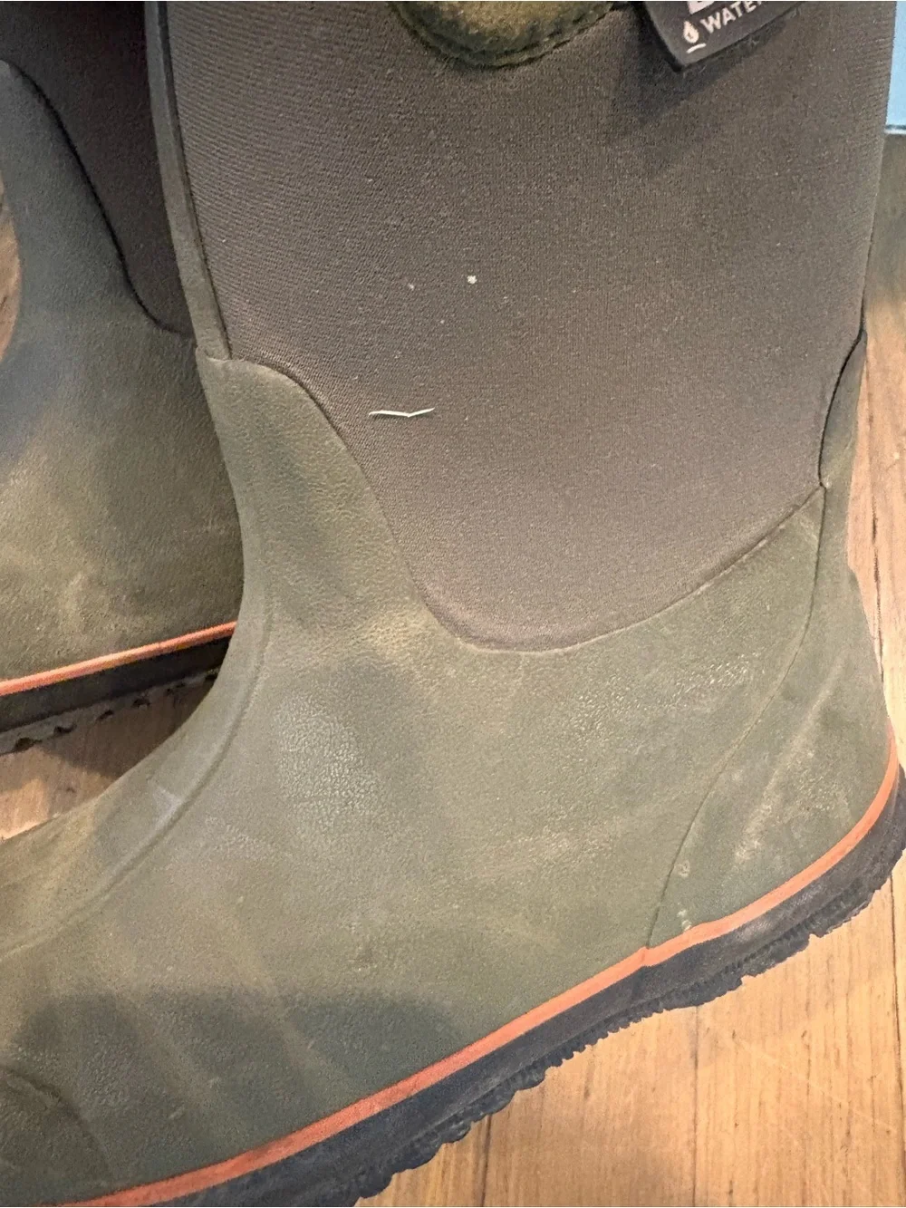 Bogs Kids Olive Green Rain & Snow Boots with Orange Trim